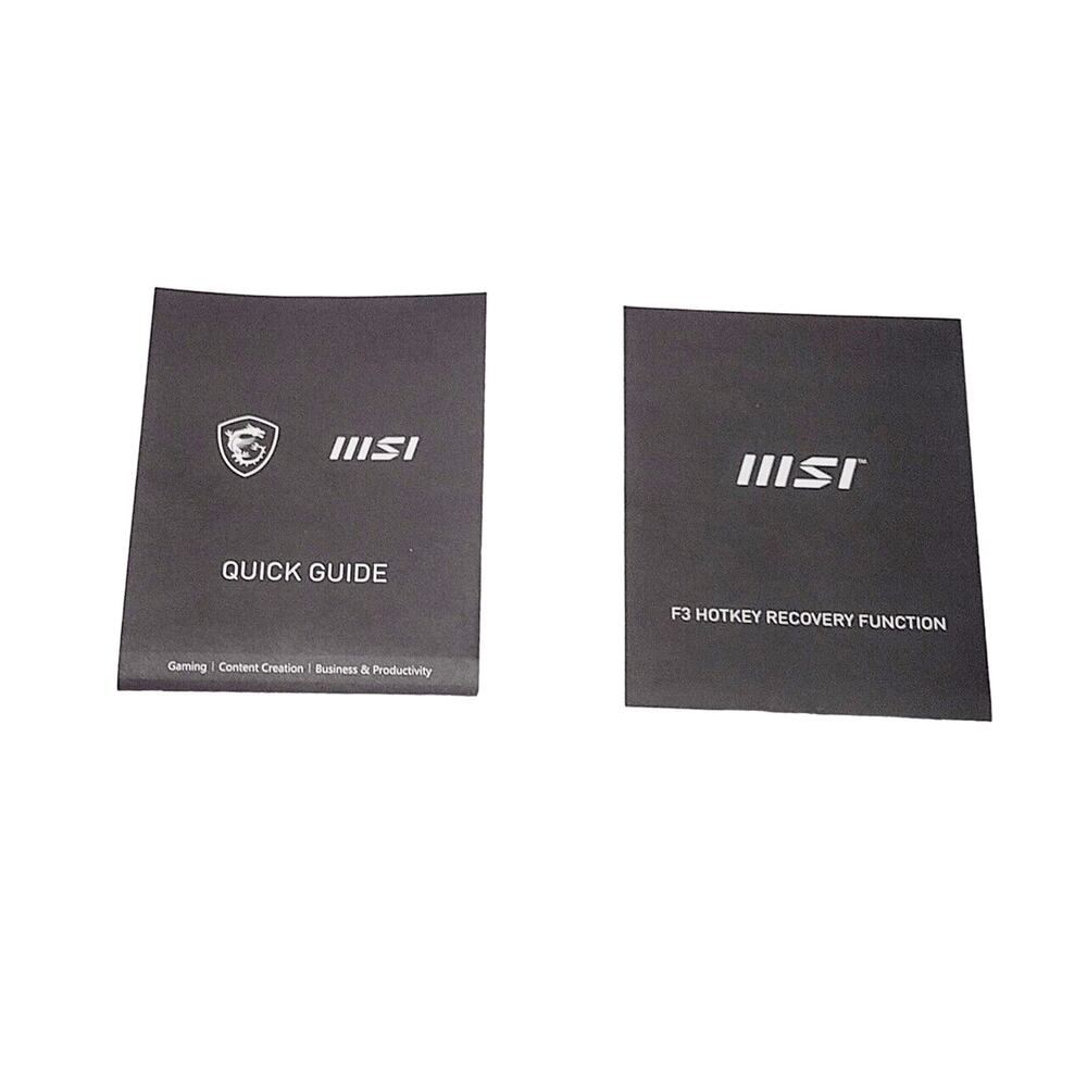 MSI F3 Hotkey Recovery Function and Quick Guide Booklets Manual User Guide